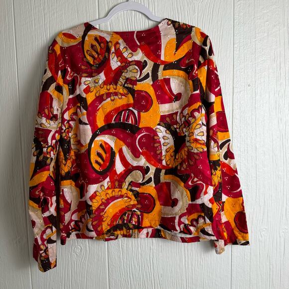 Life Style Artsy 100% Cotton Abstract Jacket Size Large Art to Wear Vibrant - Picture 5 of 6